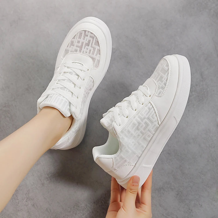 Casual Ell Toe Sneakers Low Top Spor Flats Trendy Versatile Student Leisure Rubber Outsole Summer Breathable Jogging Shoes