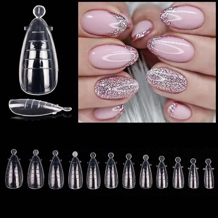 60Pcs Dual Nail Forms Extension Tips Mold Quick Building False Nails Short Almond Acrylic Upper Forms DIY Art Manicure Tool 2027