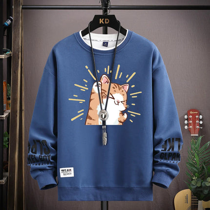 Cartoon Cute Cat Funny Print Graphic T-shirt Women Oversized Loose Design Lovers Casual Long Sleeve T-shirt S-5XL Men Clothing