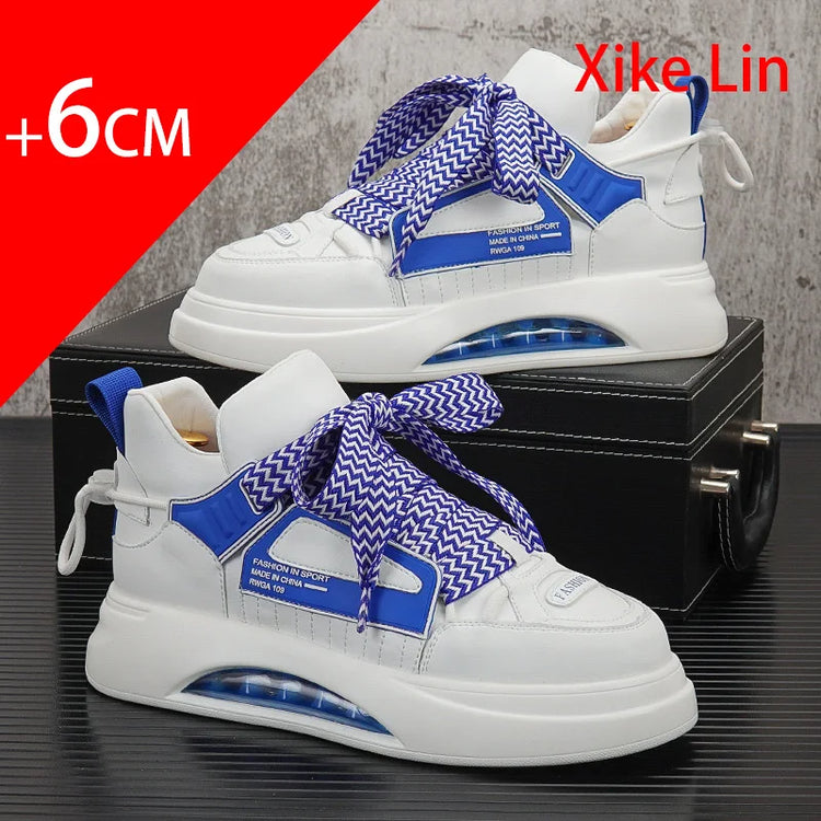 High top White Sneakers Best selling Mens Sneakers With Anti slip Wear resistant Properties Increasing Height by 6 Centimeters