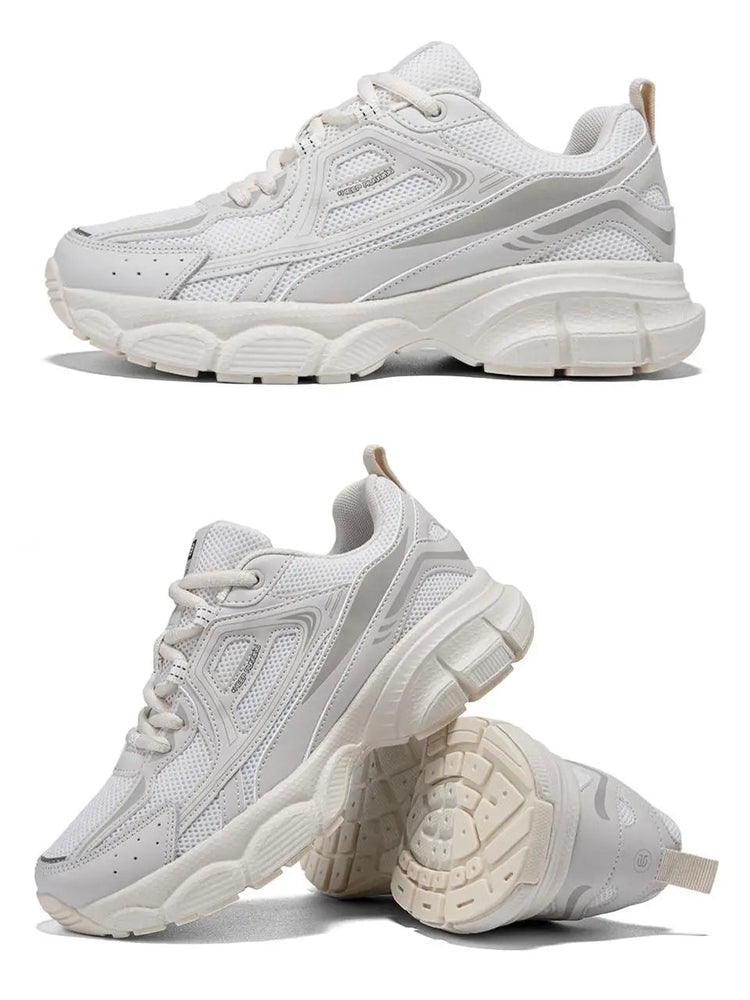 Baasploa Women Running Shoes Lightweight Breathable Sport Shoes Female Comfort White Casual Sneakers Height Increase Cushioning PlatiNum