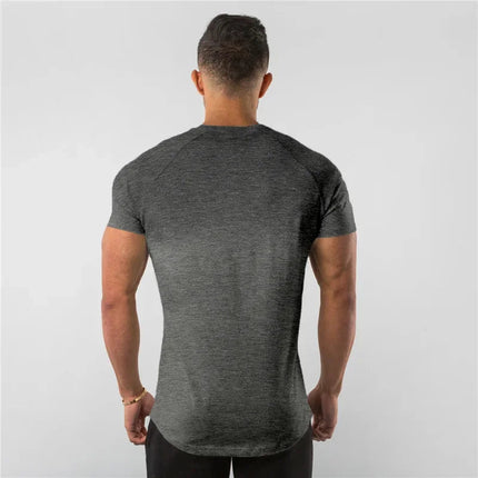 Men's Summer Skinny Casual T-Shirt Short Sleeve Tee Male Gym Fitness Sport Cotton Tops Man Running Workouts Sweatshirt Clothing PlatiNum