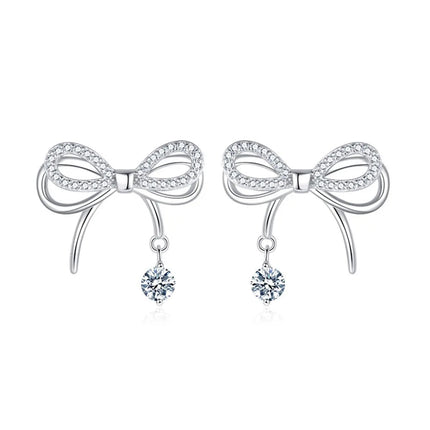 3 pezzi 925 Sterling Silver Crystal Bownot collana bracciale orecchini Set di gioielli per le donne uomo matrimonio fidanzamento gioielli per feste platinumshop