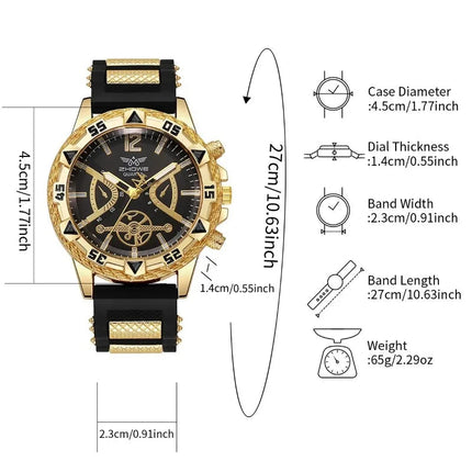 Set di 3 orologi sportivi da uomo alla moda, orologi da polso da uomo con quadrante grande e cinturino in silicone, Reloj Hombre (senza scatola) platinumshop