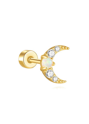 CANNER 1PC 925 Sterling Silver Exquisite Crown Opal Piercing Earring for Women Ear Studs Cartilage Earring Body Jewelry Gift PlatiNum