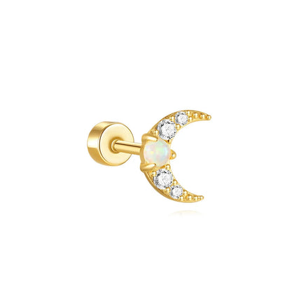 CANNER 1PC 925 Sterling Silver Exquisite Crown Opal Piercing Earring for Women Ear Studs Cartilage Earring Body Jewelry Gift PlatiNum