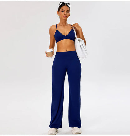 Women High Waist Wide Leg Pants Leggings Tights Fitness Bell-bottoms Yoga Elastic Leggings Push Up Gym Workout Flared Pants
