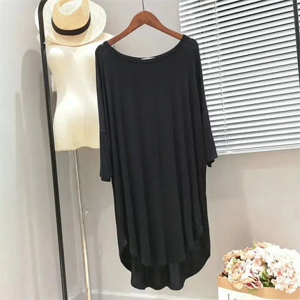 150 kg Plus Size Cuasal Camicia da notte Indumenti da notte da donna Pigiama allentato Manica corta T-shirt lunga Abito Modale Abbigliamento per la casa Pigiama platinumshop