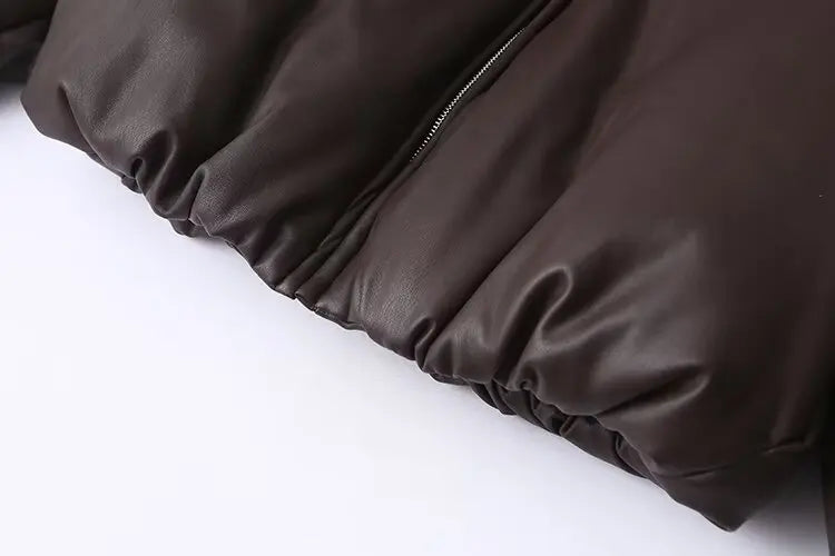 Women Green Leather Cropped Jacket Coat Vintage Streetwear Motorcycle Mustang Jacket 2000s Vintage Warm Thicke Outerwear Autumn