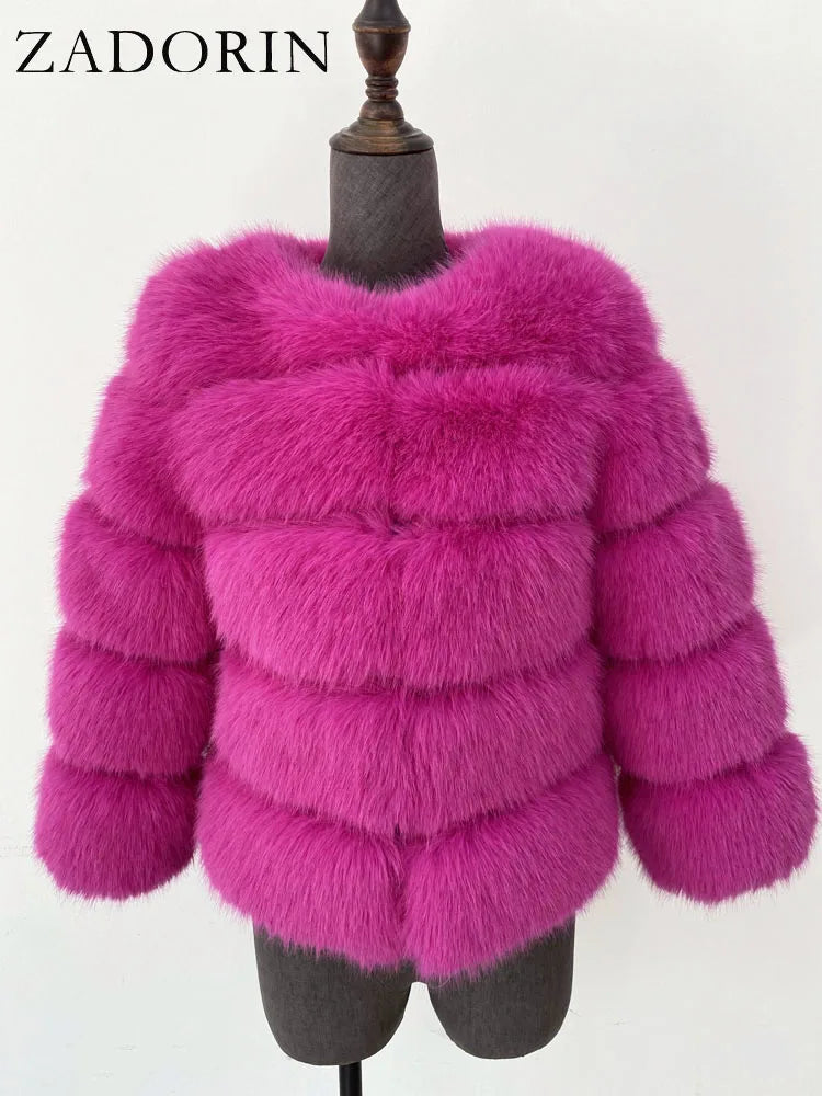 ZADORIN Children Faux Fox Fur Coat Winter Fashion Long Sleeve Warm Kids Fur Coats Outerwears Fake Fur Jacket Children Clothes