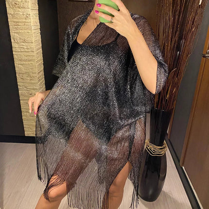 Nappa Oro Bikini Cover Up Abito da spiaggia sexy Tuniche per le donne Beachwear Nuova estate Vedere attraverso il costume da bagno Cover-up Caftano platinumshop