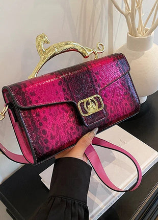 New Ladies Metal Buckle Simple Fashion Shoulder Bag Party Commuting Bag Women Luxury Brand Design PU Leather Bag PlatiNum