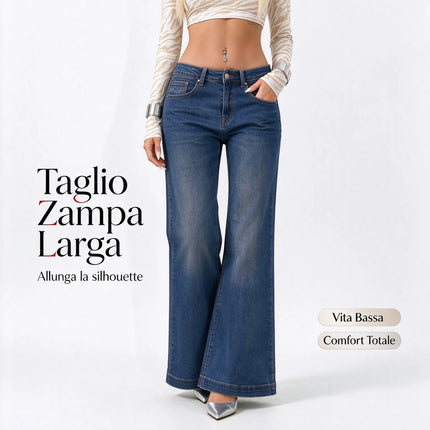 Women's Low Rise Wide Leg Jeans with Gothic Back Embroidery, Y2K Style Vintage Wash Blue Denim, Casual Pants for Urban and Evening Outfits,Fx-5444