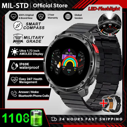 Nuovo T-Rex3 Ultra 1100mAh Batteria Smart Watch GPS Track Bussola IP69K Impermeabile Sport tracker All'aperto Militare Smartwatch platinumshop