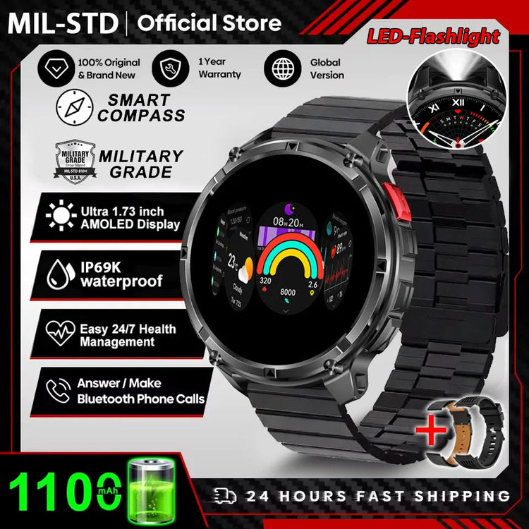 Nuovo T-Rex3 Ultra 1100mAh Batteria Smart Watch GPS Track Bussola IP69K Impermeabile Sport tracker All'aperto Militare Smartwatch platinumshop