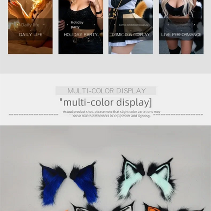 Electric Fox Ear Headband Gravity-Sensitive Simulation Realistic Animal Fluffy Ears Cosplay Headpiece Cat Ear Anime Accessories