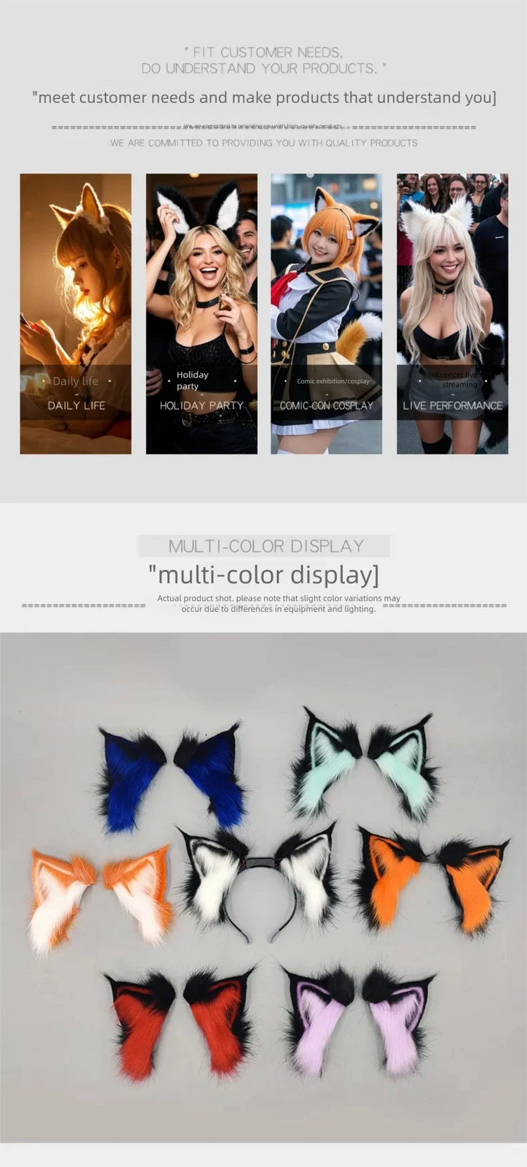 Electric Fox Ear Headband Gravity-Sensitive Simulation Realistic Animal Fluffy Ears Cosplay Headpiece Cat Ear Anime Accessories