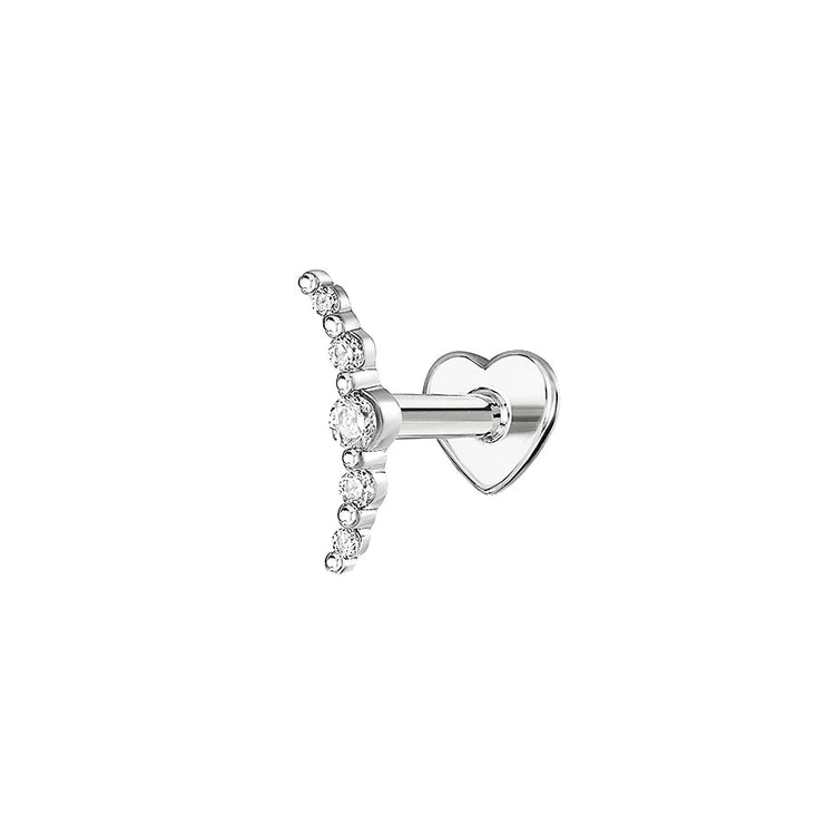 AIDE Heart Round Ball Flat Helix Piercing Earring 925 Sterling Silver Ear Studs Geometric Zircon Exquisite Trinket Studs Aretes PlatiNum