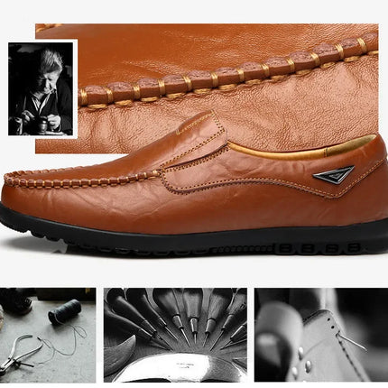 Scarpe Casual da Uomo in Vera Pelle di Lusso, Mocassini Estivi Cuciti a Mano, Traspiranti, Slip-on, Scarpe da Guida, Taglia Grande 47