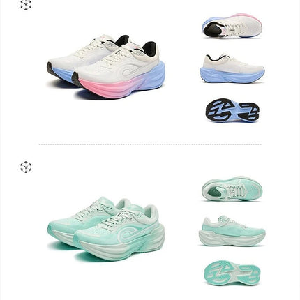 QIAODAN TG1.0 Women's 2026 Marathon Platform Racing Shock Running Shoes Long-distance Soft Rebound Sneakers QDB022253285 PlatiNum