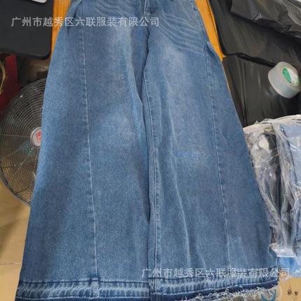 Pantaloni jeans svasati a gamba larga larghi alla moda casual impiombati da donna di nuova moda europea americana Pantaloni jeans streetwear femminili