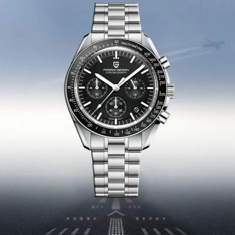 PAGANI DESIGN 500 Orologio da Uomo di Lusso con Tachimetro Circolare, Cronografo Sportivo, Vetro Zaffiro AR, Movimento Giapponese, Acciaio 316L, Luminoso