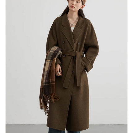 CHIC VEN Women Long Double-sided Woolen Coats Retro Loose Female Overcoat Double Breasted Ladies Windbreak Autumn Winter 2026