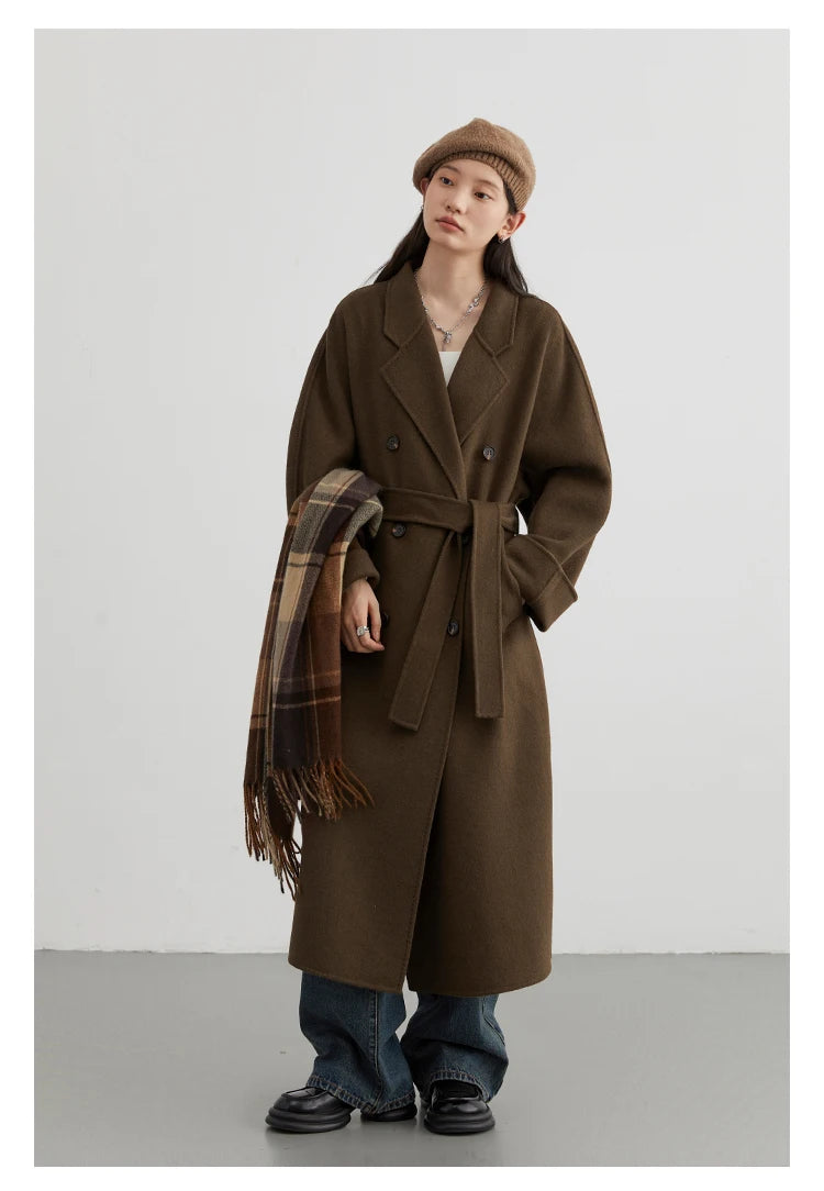 CHIC VEN Women Long Double-sided Woolen Coats Retro Loose Female Overcoat Double Breasted Ladies Windbreak Autumn Winter 2026