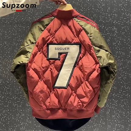 Supzoom 2022 New Arrival Hip Hop Embroidery Couples Casual Top Fashion Male And Female Winter Men Coat Warm Baseball Down Jacket