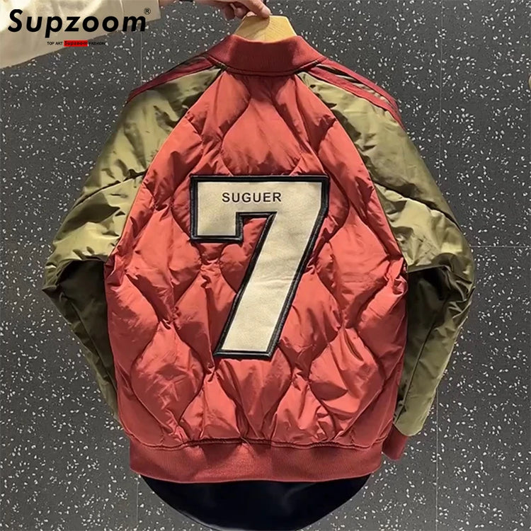 Supzoom 2022 New Arrival Hip Hop Embroidery Couples Casual Top Fashion Male And Female Winter Men Coat Warm Baseball Down Jacket