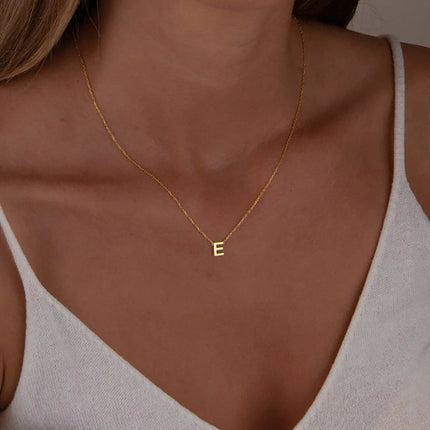 Skyrim Stainless Steel A-Z Initial Letter Necklace for Women Trend Minimalist Alphabet Choker Neck Chain Jewelry Birthday Gift PlatiNum