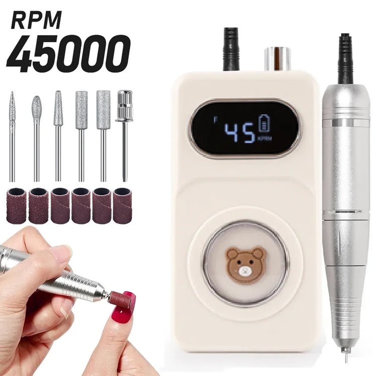 Wireless Portable Rechargeable Electric Nail Polishing Machine New Cordless Nail Surface Polisher Gel Nail Remover Professional Home Salon Manicure Pedicure Care Tool For DIY Nail Art Design