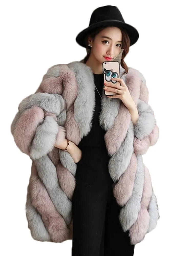 ZADORIN New Fashion Women Luxury Faux Fox Fur Coat Women Fashion Winter Coat Thick Warm Fake Fur Jacket Coats Chaqueta Mujer