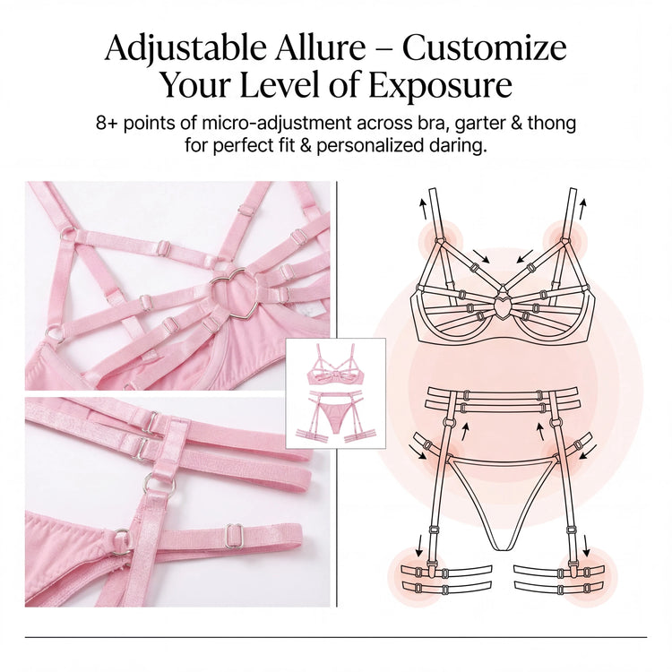 Bunny Girl Lingerie Set Pink Open Cup Hollow Out See Through Mesh Bra Panty Headband Straps Role Play Costume Party Halloween