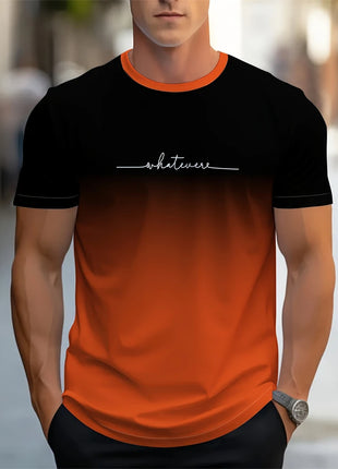 T-shirt homme imprimé lettre d'été T-shirt homme respirant confortable simple col rond Sport de plein air décontracté