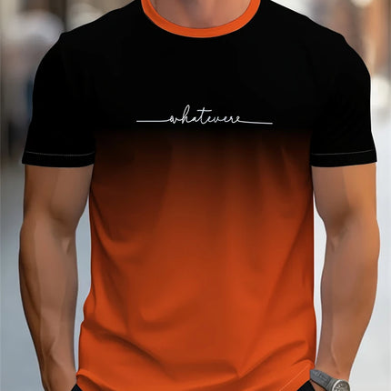Men's Summer Letter Pattern Printed T-shirt Breathable Comfortable Simple Round Neck Men's T-shirt Outdoor Sports Casual Top