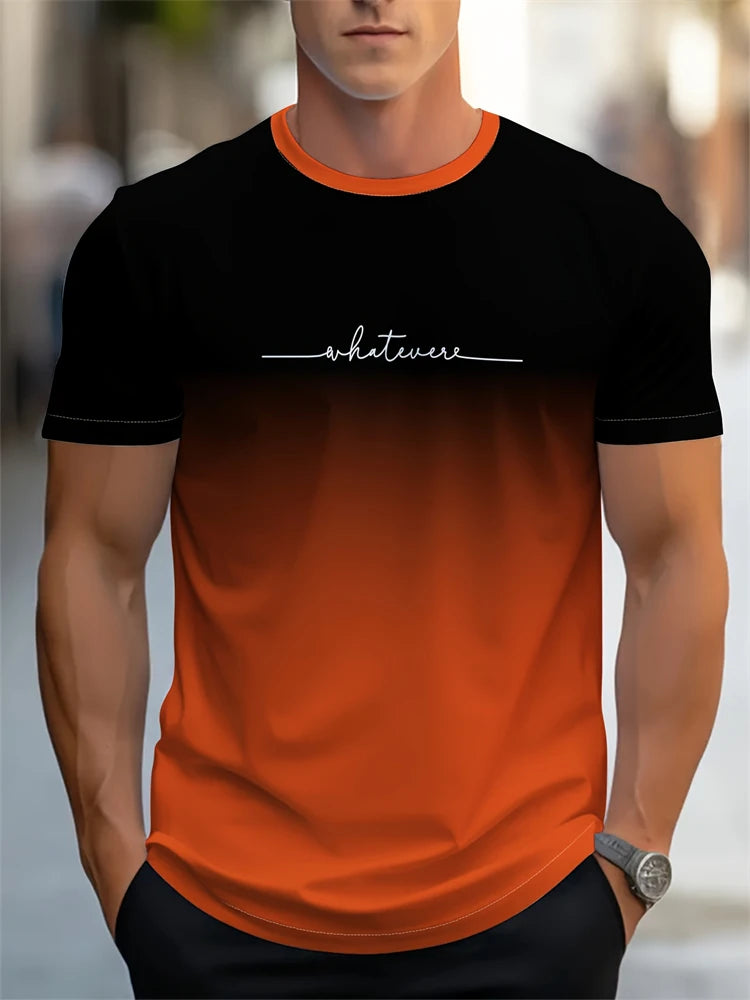 T-shirt stampata con motivo a lettera estiva da uomo T-shirt da uomo traspirante comoda semplice girocollo Sport all'aria aperta Top casual