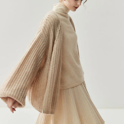 Women 100% Cashmere Skirt High Quality 2026 New Collection Knitwear Spring Winter Korean Popular Skirt Female Pleated Skirt PlatiNum