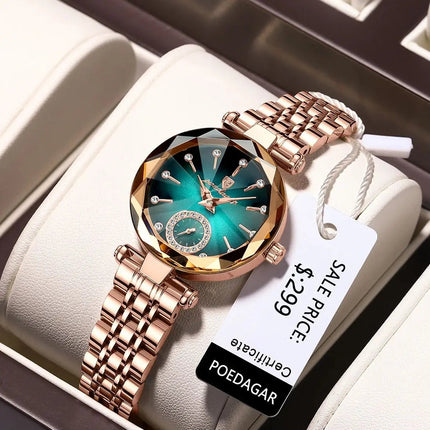 POEDAGAR Orologi al quarzo da donna eleganti di lusso Orologio impermeabile in acciaio inossidabile per donna Orologio da polso da donna alla moda casual reloj platinumshop