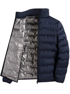 2025 Graphene Self-heating Down Jacket Men Solid Windproof Pleated Down Jackets Stand Collar Classic