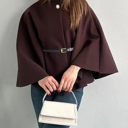 Women's A-Line Cape Woolen Coat Autumn Winter New 2026 Fashionable Outerwear for Ladies