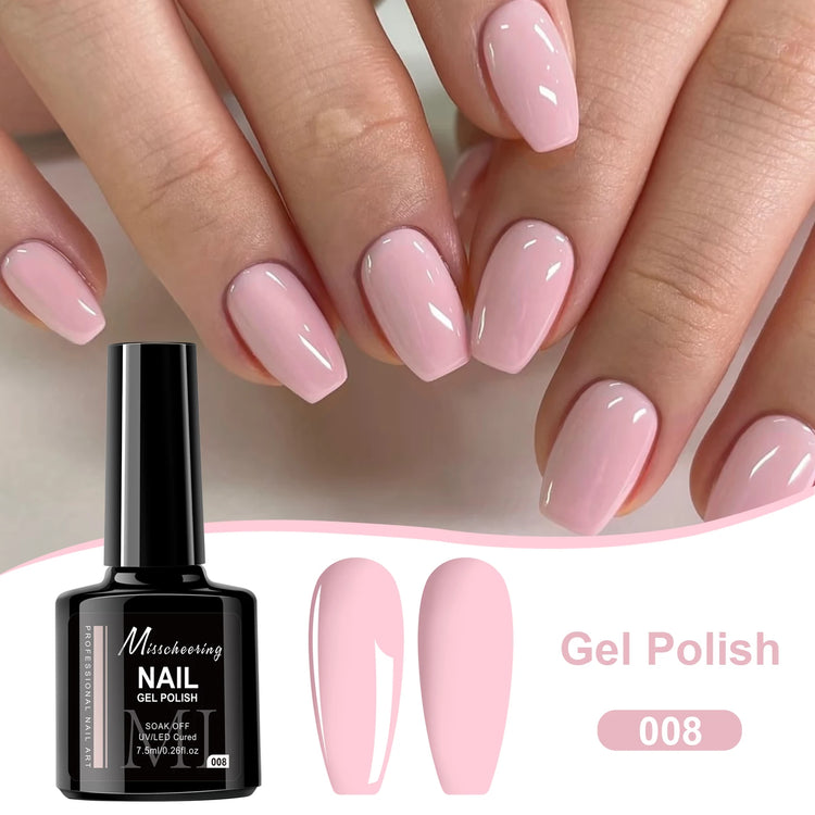 Misscheering 7.5ml Nude Pink Removable Gel Nail Polish UV/LED Gel Suitable  All Skin Tones Professional Nail Salons And Home DIY