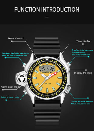 SANDA Sport orologio digitale al quarzo da uomo orologi subacquei creativi orologio da uomo con allarme impermeabile orologio con doppio Display Relogio Masculino platinumshop