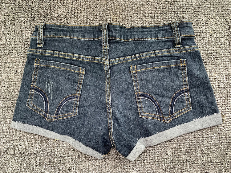 Y2K Women's Embroidered Wrap-Style Denim Shorts Summer Korean Style Sexy Low-Rise Women's Denim Shorts Stretch-Fit Hot Pants PlatiNum