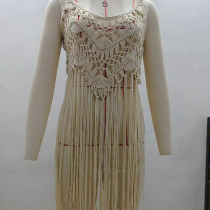 CROCHET BIKINI-Abito da spiaggia copricostume Boho per donna, orlo sexy con frange cave, costumi da bagno estivi, gonna tuniche da spiaggia platinumshop