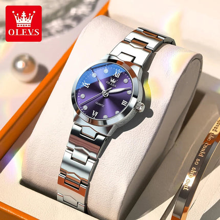 OLEVS Orologio da donna Elegante orologio al quarzo alla moda in acciaio inossidabile impermeabile luminoso da donna con confezione regalo Reloj 3735 platinumshop