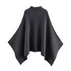 HH Women's New Fashion Versatile Solid Stand Collar Knitted Cape Coat Female Casual High Street Asymmetric 3-Colors Jacket Mujer