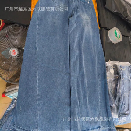 Pantaloni jeans svasati a gamba larga larghi alla moda casual impiombati da donna di nuova moda europea americana Pantaloni jeans streetwear femminili