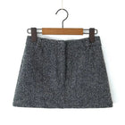 YENKYE 2025 Women High Waist A-line Mini Woolen Skirt Office Autumn Winter Elegant Skirts PlatiNum