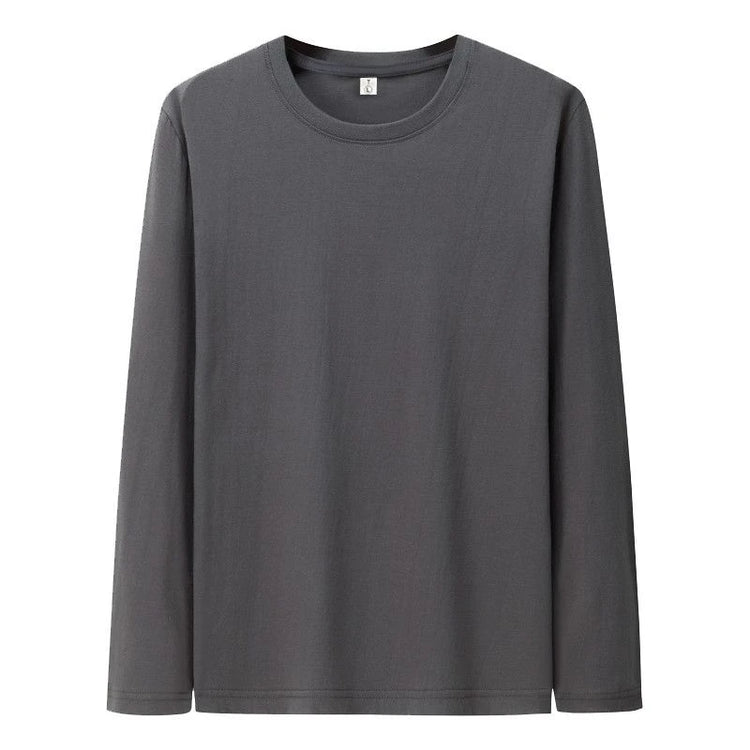 Maglietta per uomo T-Shirt a maniche lunghe in cotone tinta unita abbigliamento uomo manica intera per canottiere primaverili e autunnali